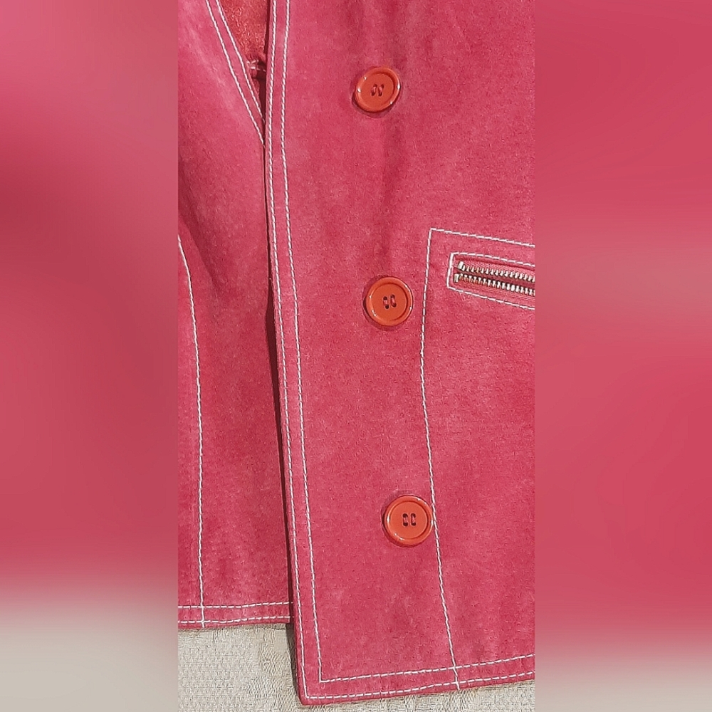 Hot Pink Suede Leather Jacket - Picture 8 of 14